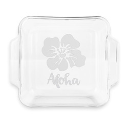 Preppy Hibiscus Glass Cake Dish - 8in x 8in (Personalized)