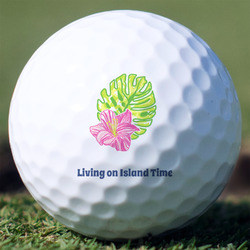 Preppy Hibiscus Golf Balls - Non-Branded - Set of 3 (Personalized)