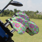 Preppy Hibiscus Golf Club Iron Cover - Set of 9 (Personalized)