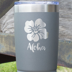 Preppy Hibiscus 20 oz Stainless Steel Tumbler - Grey - Double Sided (Personalized)
