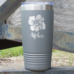 Preppy Hibiscus 20 oz Stainless Steel Tumbler - Grey - Double Sided (Personalized)