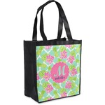 Preppy Hibiscus Grocery Bag (Personalized)