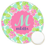 Preppy Hibiscus Printed Cookie Topper - 3.25" (Personalized)