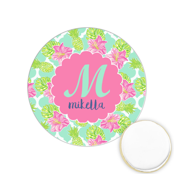 Custom Preppy Hibiscus Printed Cookie Topper - 1.25" (Personalized)