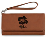 Preppy Hibiscus Ladies Leatherette Wallet - Laser Engraved - Rawhide (Personalized)