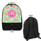 Preppy Hibiscus Large Backpack - Black - Front & Back View