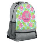 Preppy Hibiscus Backpack - Grey (Personalized)