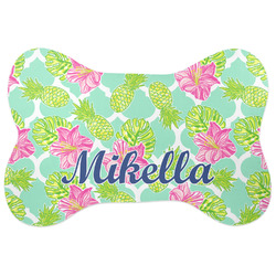 Preppy Hibiscus Bone Shaped Dog Food Mat (Large) (Personalized)