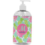 Preppy Hibiscus Plastic Soap / Lotion Dispenser (16 oz - Large - White) (Personalized)