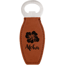 Preppy Hibiscus Leatherette Bottle Opener - Double Sided (Personalized)