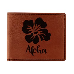 Preppy Hibiscus Leatherette Bifold Wallet - Double Sided (Personalized)