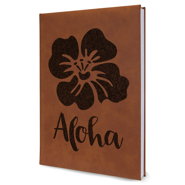 Custom Preppy Hibiscus Leather Sketchbook - Large - Double Sided (Personalized)