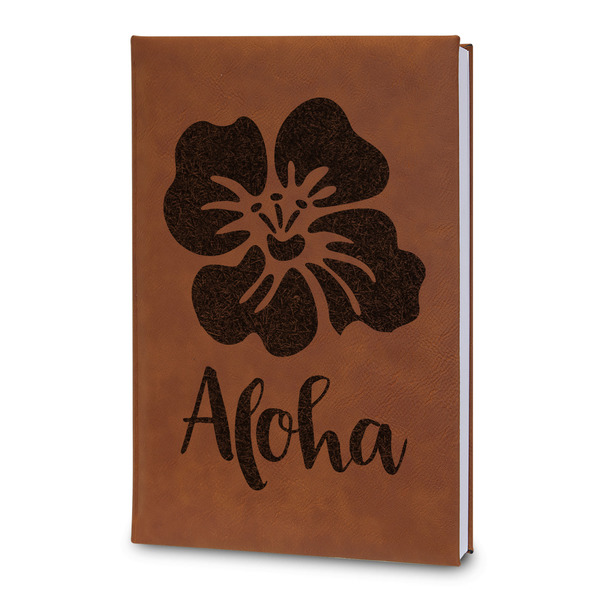 Custom Preppy Hibiscus Leatherette Journal - Large - Double Sided (Personalized)