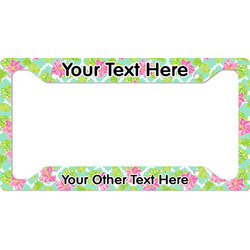 Preppy Hibiscus License Plate Frame - Style A (Personalized)