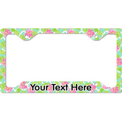 Preppy Hibiscus License Plate Frame - Style C (Personalized)
