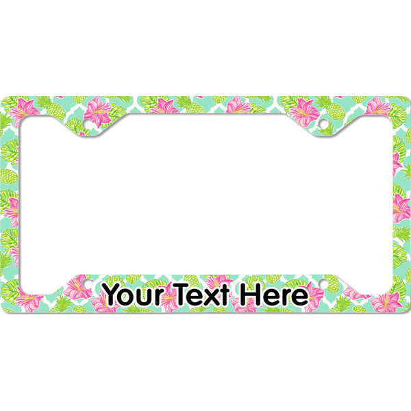 Custom Preppy Hibiscus License Plate Frame - Style C (Personalized)