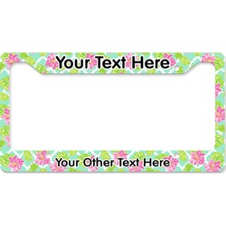 Preppy Hibiscus License Plate Frame - Style B (Personalized)