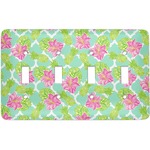 Preppy Hibiscus Light Switch Cover (4 Toggle Plate)