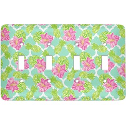 Preppy Hibiscus Light Switch Cover (4 Toggle Plate)