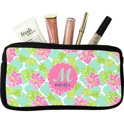 Preppy Hibiscus Makeup / Cosmetic Bag (Personalized)