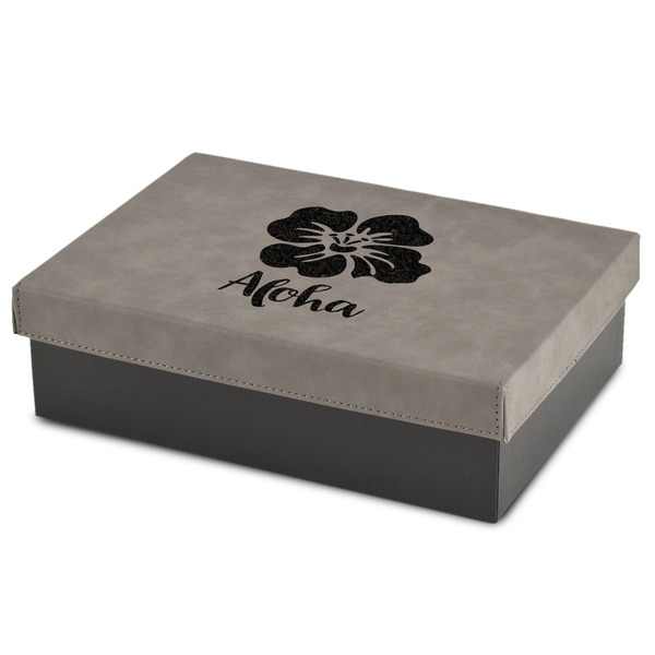 Custom Preppy Hibiscus Gift Boxes w/ Engraved Leather Lid (Personalized)