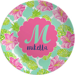 Preppy Hibiscus Melamine Salad Plate - 8" (Personalized)