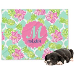 Preppy Hibiscus Dog Blanket - Regular (Personalized)