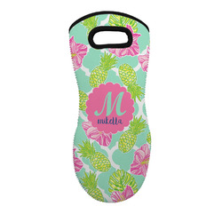 Preppy Hibiscus Neoprene Oven Mitt - Single w/ Name and Initial