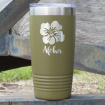 Preppy Hibiscus 20 oz Stainless Steel Tumbler - Olive - Double Sided (Personalized)