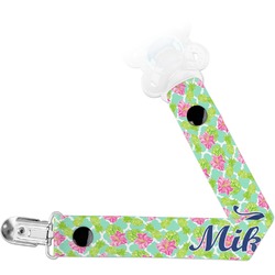 Preppy Hibiscus Pacifier Clip (Personalized)