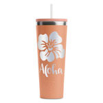 Preppy Hibiscus RTIC Everyday Tumbler with Straw - 28oz - Peach - Single-Sided (Personalized)