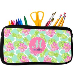 Preppy Hibiscus Neoprene Pencil Case (Personalized)