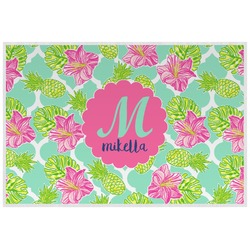 Preppy Hibiscus Laminated Placemat w/ Name and Initial