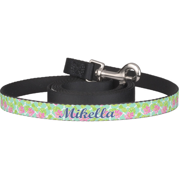 Custom Preppy Hibiscus Dog Leash (Personalized)