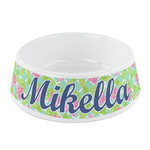 Preppy Hibiscus Plastic Dog Bowl - Small (Personalized)