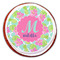 Preppy Hibiscus Printed Icing Circle - Large - On Cookie