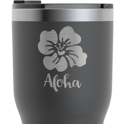 Preppy Hibiscus RTIC Tumbler - Black - Engraved Front (Personalized)