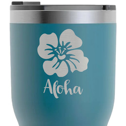 Preppy Hibiscus RTIC Tumbler - Dark Teal - Laser Engraved - Double-Sided (Personalized)