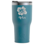 Preppy Hibiscus RTIC Tumbler - Dark Teal - Laser Engraved - Single-Sided (Personalized)