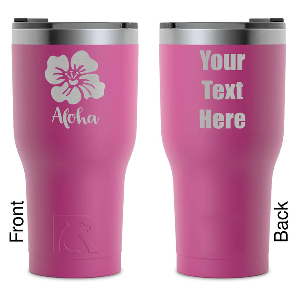 Custom Preppy Hibiscus RTIC Tumbler - Magenta - Laser Engraved - Double-Sided (Personalized)