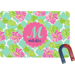 Preppy Hibiscus Rectangular Fridge Magnet (Personalized)