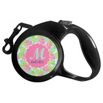 Preppy Hibiscus Retractable Dog Leash - Small (Personalized)