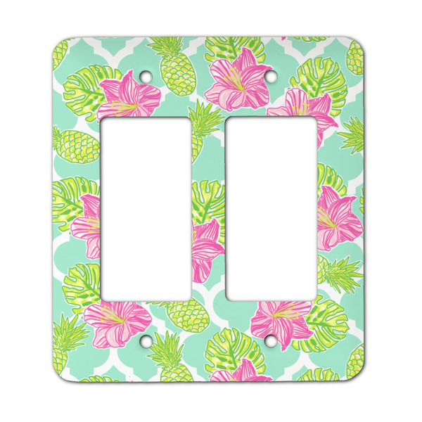 Custom Preppy Hibiscus Rocker Style Light Switch Cover - Two Switch