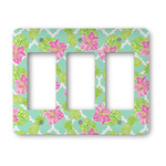 Preppy Hibiscus Rocker Style Light Switch Cover - Three Switch