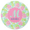 Preppy Hibiscus Round Coaster Rubber Back - Single