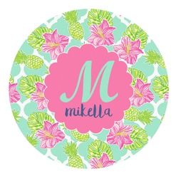 Preppy Hibiscus Round Decal - Large (Personalized)