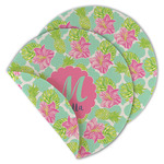 Preppy Hibiscus Round Linen Placemat - Double Sided (Personalized)