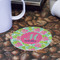 Preppy Hibiscus Round Paper Coaster - Front