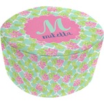 Preppy Hibiscus Round Pouf Ottoman (Personalized)