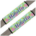 Preppy Hibiscus Seat Belt Covers (Set of 2) (Personalized)